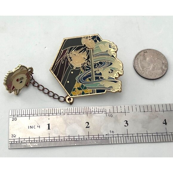 Demon Slayer Inosuke Hashibira Anime Enamel Lapel Chained Pin - Picture 2 of 3